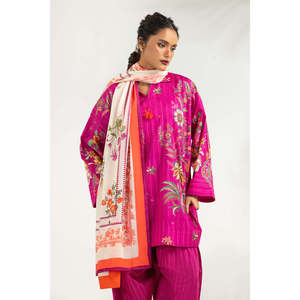 Ensemble de costume imprimé en cambric 3 pièces pour femmes avec écharpe IPST-SCF-77396 - Product Image 1