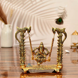Smart Fashion Deal <b>Gold</b>-Plated Welded Metal Ganesh Ji <b>Statue</b> Idol Tableware Religious Modern for Gifting and Home Decoration - Product Image 2