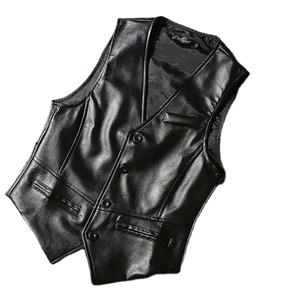 Chaleco de Piel de Oveja Personalizado para Hombre, Corte Casual, Chaleco de Cuero Genuino de Primera Calidad al por Mayor, Chaleco de Moda Urbana Transpirable para Hombre - Product Image 2