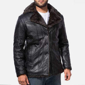 Chaqueta de Cuero y Lona Estilo Aviador para Hombre, Nueva Colección de Invierno, Estilo Bomber con Cierre, Cuello Alto, Estilo Universitario, Ecológica, Servicio OEM Disponible - Product Image 4