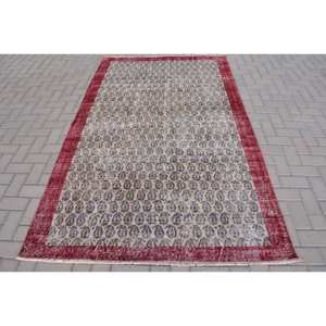 พรมขนสัตว์สีเบจสีแดงคลาสสิกขนาด4.9x8.1ฟุตวินเทจตุรกียางขนาด10มม. ปูพื้นขนาดใหญ่แบบสี่เหลี่ยมผืนผ้าเย็บติดโถงทางเดิน9x12 - Product Image 1