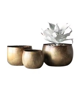 Indoor/<b>outdoor</b> <b>metal</b> <b>planters</b>, gold finished, durable & stylish <b>for</b> any space decor <b>planters</b> - Product Image 4