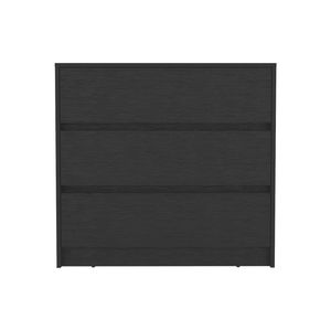 Cómoda Maldus de Tres Cajones, Diseño Europeo Moderno, Material de Acero Inoxidable y Roble, con Espejo para Sala de Estar, Color Negro - Product Image 2