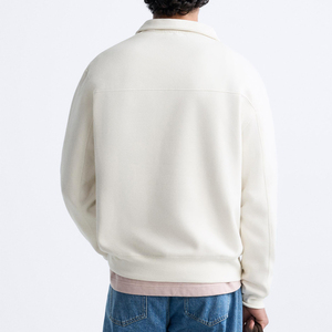 Logo de broderie personnalisé fermeture à glissière quart hommes sweat-shirt en coton demi-fermeture éclair pull d'hiver - Product Image 3