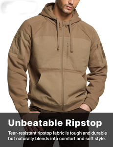 Sweat-shirt à capuche thermique d'hiver pour homme OEM, manches longues, en coton mélangé, pour l'extérieur/tactique, design en polaire d'hiver - Product Image 4