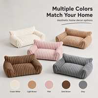 Canapé-lit pour animaux de compagnie en peluche côtelée, lavable, respirant, portable, dossier surélevé de 10 pouces, confortable pour les petits chiens, toutes saisons