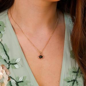 Collar de Ágata Musgosa, Plata de Ley 925, Chapado en Oro de 14K, Joyería Vintage, Regalo de Aniversario, para Niños y Mujeres - Product Image 3