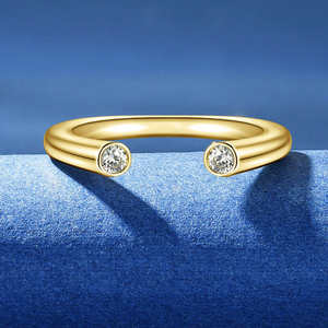 Bague de fiançailles et de mariage pour femme, design de niche ajustable, 2 pierres, argent 925, 2,5 mm, moissanite, Toi et Moi - Product Image 2