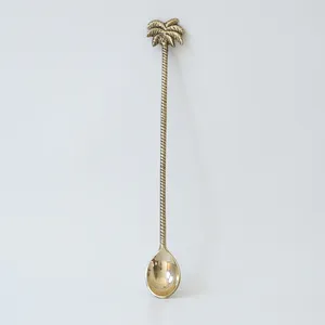 Floral Designer Handle Stainless Steel Portable Cocktail Stirrer Reusable with Golden Finishing for Events and Beverages - Product Image 4