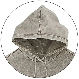 Sudadera de bolsillo Sun Faded de alta calidad, sudaderas con capucha lavadas con ácido de gran tamaño personalizadas para hombres, último diseño de lana - Product Image 2
