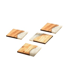 Sous-verre en bois écologique fait à la main en résine et époxy Sous-verre classique de haute qualité de forme ronde pour les sous-verres en pierre à la maison - Product Image 4