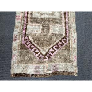 Turkish Small Rug 1.4x3.1 ft, Vintage <b>Brown</b> Ombr <b>Wool</b> Rug - Product Image 4