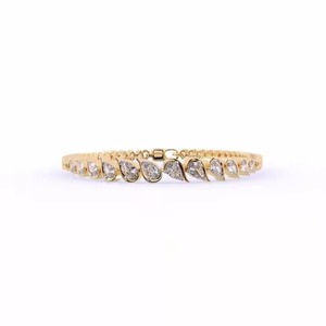 Shining Gold Lab Grown Moissanite Bracelet and Bangle for Girls Leaf Petal Pear Shape Diamond Jewelry - Product Image 2