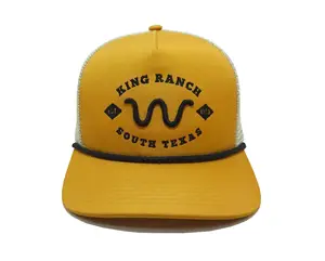 King Ranch Texas Coyote Yellow Trucker Hats Custom Woven Patch Snapback Caps Vietnam Factory Promotional Hat