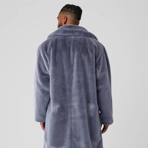 Winter Custom logo Heavyweight Cotton Plus Size High Neck Side Pocket <b>Faux</b> <b>Fur</b> Jacket with Zip up <b>for</b> <b>Men</b> - Product Image 6