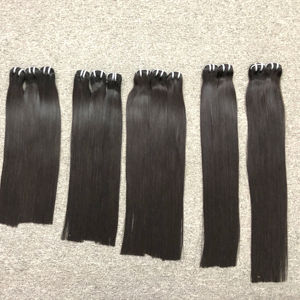 Tissage de cheveux Remy à double trame pour femmes, cheveux brésiliens, trame à la machine, 28 pouces, noir naturel, styles lisses, cheveux pour tresses - Product Image 1