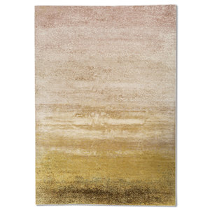 Alfombra Kavi Verde de Lana y Seda de Bambú Anudada a Mano, Colección Afterglow, Patrón Abstracto para Uso Doméstico, Modelo Eskm-06 (Cs-01) - Product Image 1