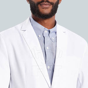 เสื้อโค้ทสำหรับห้องแล็บสไตล์สูงมาใหม่ทำจากผ้าฝ้าย100% ระบายอากาศและกันน้ำได้สีทึบ - Product Image 2