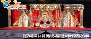 Décoration de mariage traditionnelle Kalyana Mandap, mariage royal sri-lankais, mandap carré en FRP, magnifiques piliers en forme de visage d'éléphant, mandapam - Product Image 6