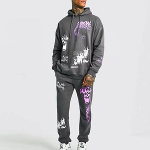 Conjunto de chándal pesado vintage con capucha de moda de invierno Patrón sólido para detalles bordados | MOQ bajo de diseño único - Product Image 1