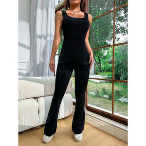 Combinaison de plongée longue à bretelles et col carré pour femme, avec bretelles latérales, 35106 - Noir - Product Image 4