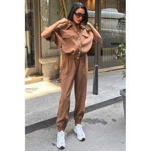 Ensemble décontracté confortable et élastique avec détail bouton doré 10243 - Product Image 5