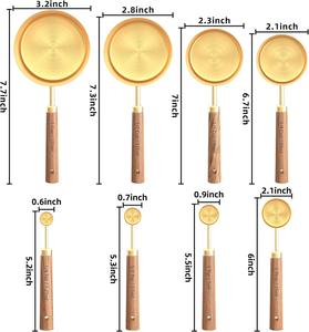 Kitchen High Quality <b>Measure</b> Stainless Steel Measuring <b>Cups</b> and Spoons <b>Set</b> With Wooden Handle Instant Traders - Product Image 2