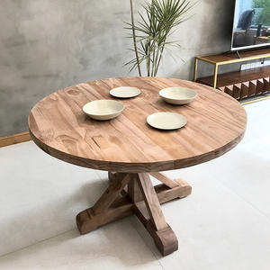 Mesa de comedor redonda de madera para 10 personas, mueble rústico de Casa de Campo francesa - Product Image 5