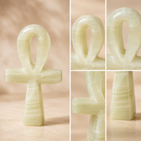Sculpture Ankh en Pierre Naturelle, Symbole de Vie Égyptien, Ornement de Présentation en Cristal et Cadeau Unique