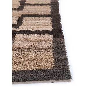 พรมขนสัตว์ถักมือสีเบจและสีน้ำตาลลายเรขาคณิตสำหรับห้องนั่งเล่นและรถยนต์ ขนาด 9x12 รุ่น Pae-1379 - Product Image 4