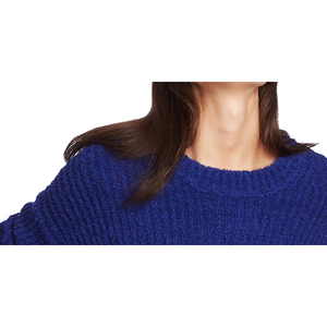 Maglione da Donna con Motivo Floreale in Filato Terry Blu Navy Collo Alto Traspirante Stile Casual Taglia X-Large per l'Inverno - Product Image 2