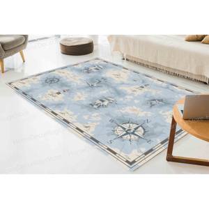 Tapis imprimé boussole marine - Chambre de garçon, thème marin, enfants, antidérapant, tapis gobelin - Product Image 5