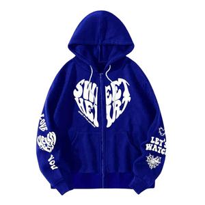 100% haute qualité coton hommes pull à capuche zippé personnalisé pour bouffée impression couleur unie hiver Streetwear XL taille avec capuche - Product Image 1