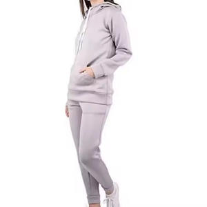 Women's autumn <b>and</b> winter sweatshirt suit solid color casual fashion sports <b>trousers</b> plus fleece sweatshirt suit - Product Image 2