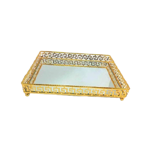 Plateau de service de restauration rapide rectangulaire en aluminium et en verre, parfait pour les restaurants, les mariages et les événements Ensemble de desserts au chocolat - Product Image 1