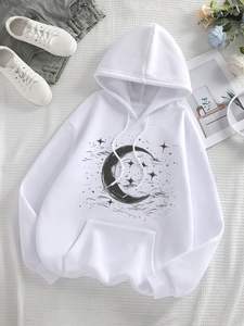 Suéter Informal con Capucha de Punto para Mujer, Estilo Urbano Moderno, Estampado Bordado de Invierno, Estilo Hip Hop, de Algodón y Elastano - Product Image 5