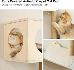 Estantes de Pared para Gatos, Juego de Muebles de Madera Estable de 5 Piezas para Montar en la Pared, Trepador para Gatos con Hamaca, Casa, Escalones, Poste para Rascar - Product Image 3