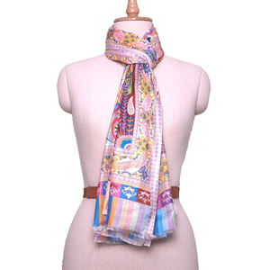 Patrón de diseñador Sedoso Ligero Pashmina Chal Personalizable Impreso digital Bambú Verano Longitud larga Accesorio de moda Tradicional - Product Image 5