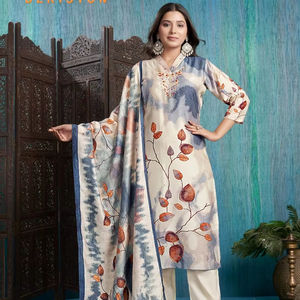 Conjunto de traje de seda viscosa Premium para adultos Tallas disponibles 38-44 con forro de algodón con estampado digital Parte inferior de Santoon para Indio - Product Image 1