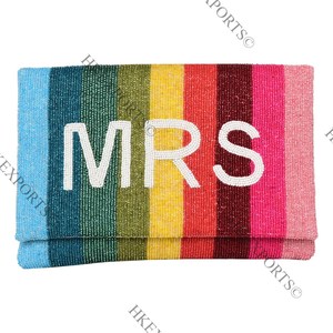 Embrayage perlé multicolore MRS artisanal pour mariages accessoire de mariée à fermeture éclair vibrante avec décoration à paillettes quantité minimale de commande 3 pièces - Product Image 1