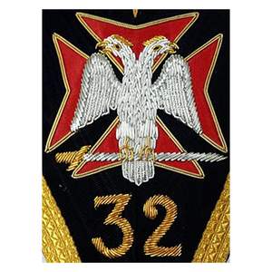 Collar de Rito Escocés de 32.º Grado - Negro con Bordado Pesado en Oro y Plata, Collar Masónico con Cadena - Product Image 2