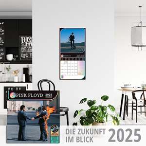 Calendrier mural Pink Floyd 2025 en papier imprimé avec cadre photo, horloge et utilisation au bureau, promotion électronique - Product Image 1