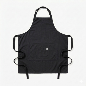 Tablier en coton tissé style simple marron 1 poche lavable en machine pour la cuisine et l'usage quotidien - Product Image 2