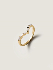 Anillo de boda de moissanita con corte de Baguette de 0,36 quilates en oro amarillo de 18K, diseño curvo, anillo apilable de media eternidad, joyería de aniversario - Product Image 2