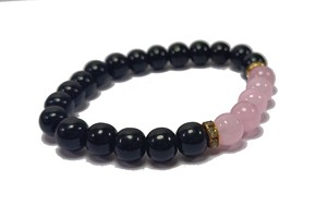 <b>Bracelet</b> Black Obsidian and Rose Quartz <b>Beads</b> Stone <b>Bracelet</b> Crystal Gemstone Fashion Jewelry <b>Men</b> and Women Gift Energy Medi - Product Image 4