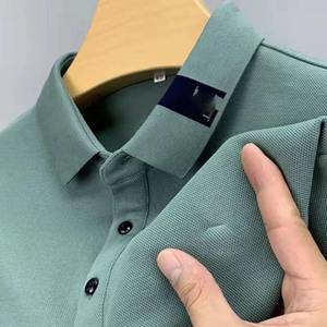 Camiseta de punto suave para Polo para hombre, tela de jersey con patrón sólido, moderna y elegante para reuniones de negocios para capas - Product Image 1