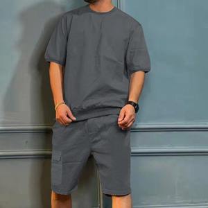 Camisetas de manga corta informales para hombre, cuello redondo de gran tamaño con diseño de hombro caído en la cintura elástica - Product Image 5