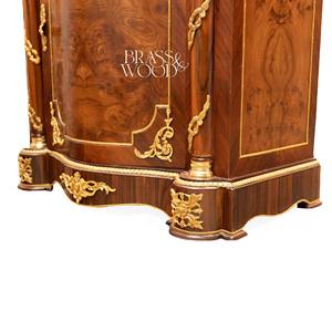 Mueble Zapatero de Lujo Estilo Francés con Tapa de Mármol Premium, Acabado Elegante en Madera Burl y Detalles en Latón Dorado para Salón de Palacio - Product Image 5