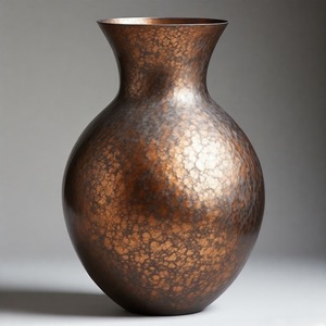 TimelessAura Artisan Vase en cuivre dans une finition rustique Vase de sol en métal Floral en relief Design Home Decor Accent Statement - Product Image 5