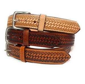 Cinturón de cuero hecho a mano de diseño personalizado de grano completo de cuero genuino de vaca de alta calidad para hombres - Product Image 1